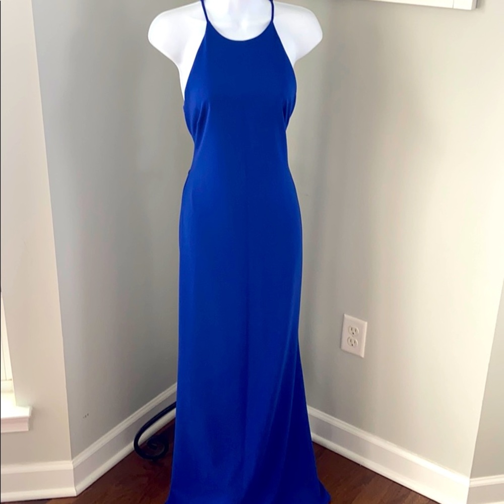 Badgley Mischka Cobalt Racing Gown